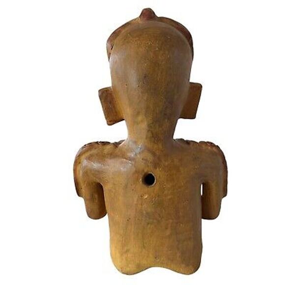 Mayan Aztec Pre Columbian Terracotta Statue Figure Seated Offering Bowl 16x10x8” - Picture 5 of 13